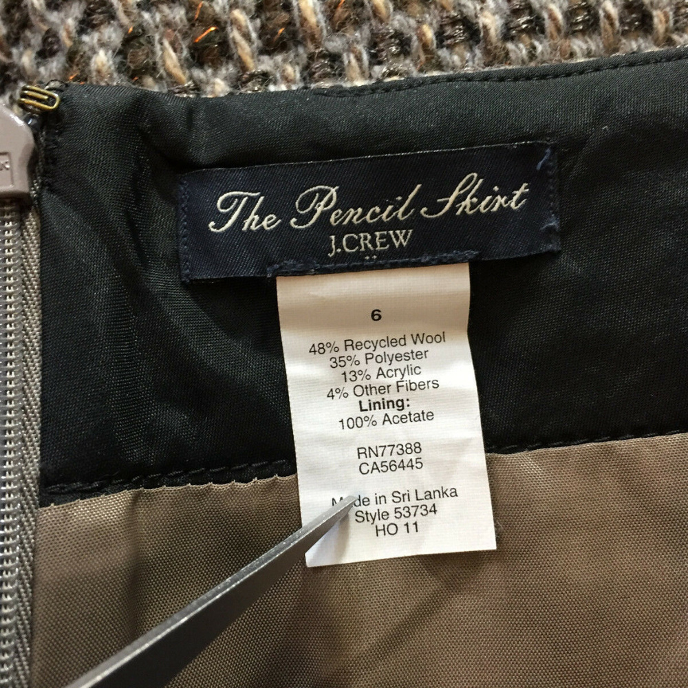 J CREW S 6 Gray Copper metallic Wool Pencil Skirt - Picture 4 of 4